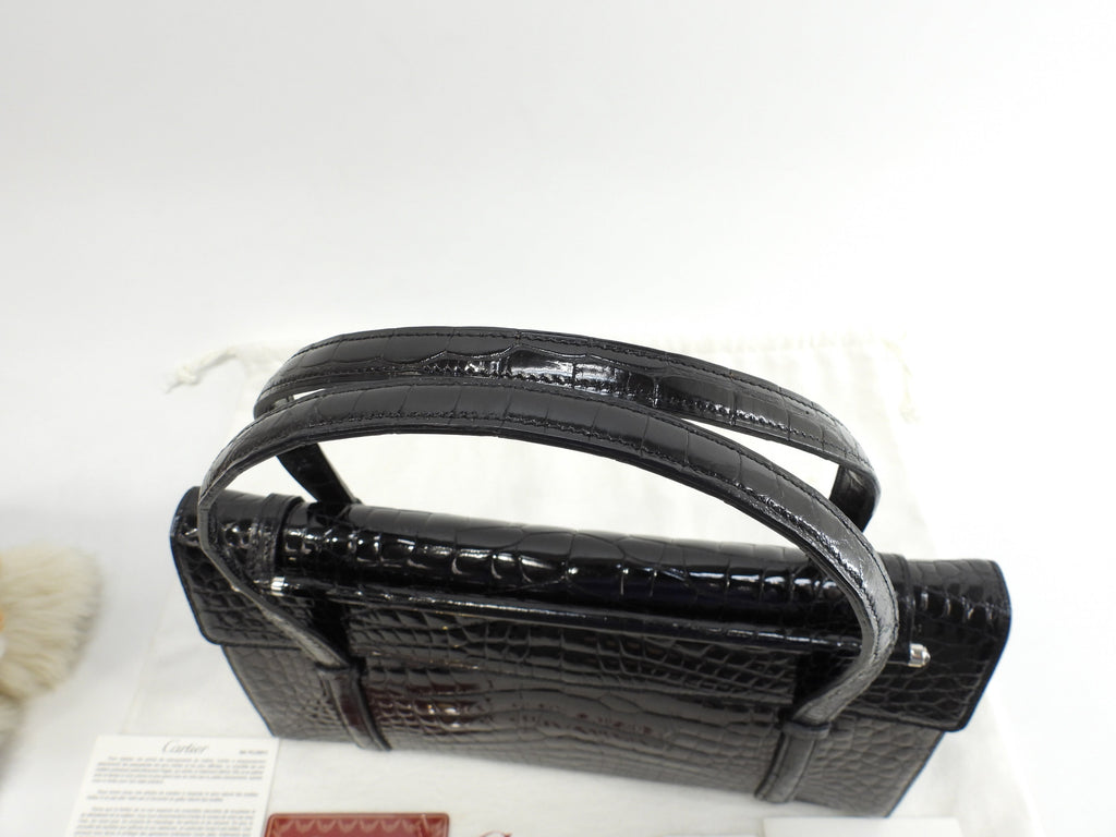 Cartier Borsa a mano Cabochon coccodrillo nero Tote bag Nuova@ELIJ