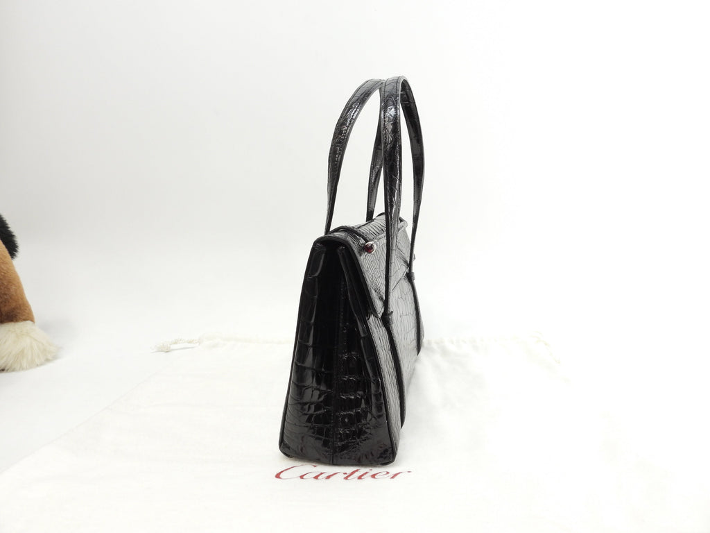Cartier Borsa a mano Cabochon coccodrillo nero Tote bag Nuova@ELIJ