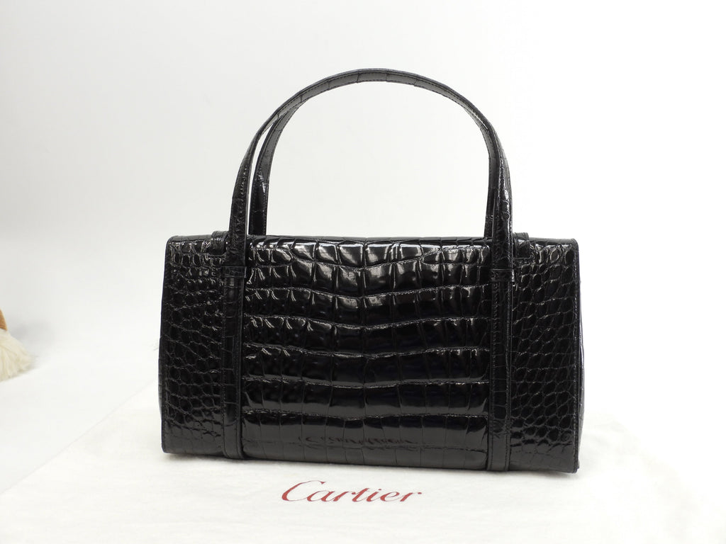 Cartier Borsa a mano Cabochon coccodrillo nero Tote bag Nuova@ELIJ