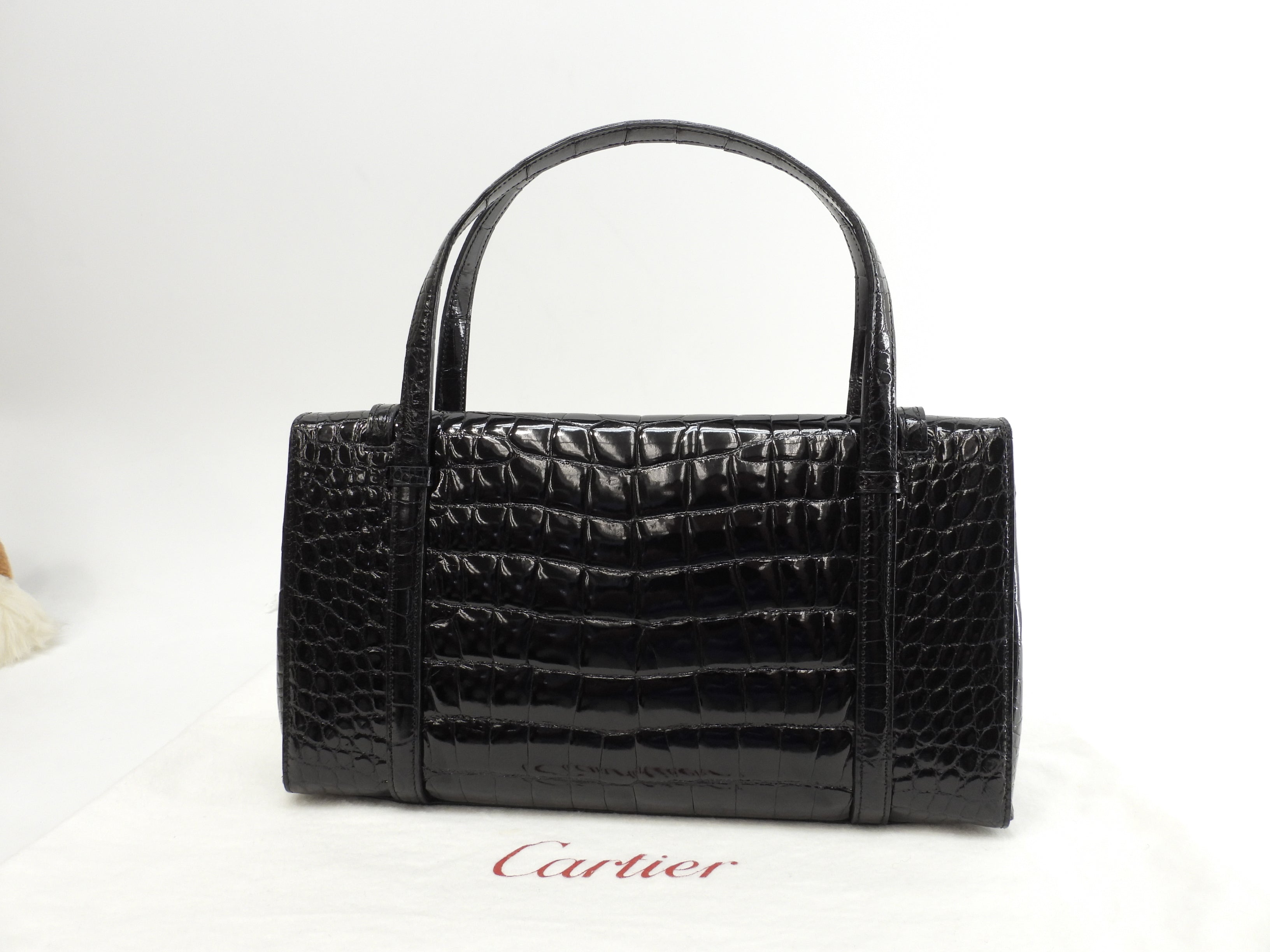 Cartier Borsa a mano Cabochon coccodrillo nero Tote bag Nuova@ELIJ
