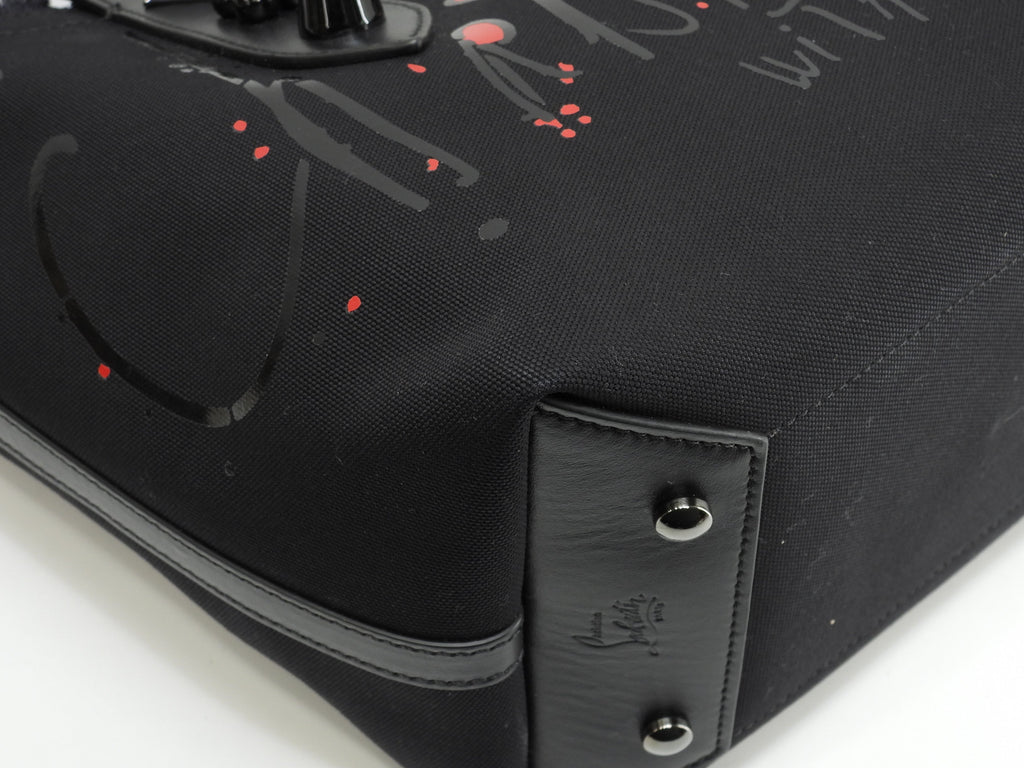 Christian Louboutin borsa tote piccola Frangibus nera, borsa a mano con tracolla, come nuova@ 4