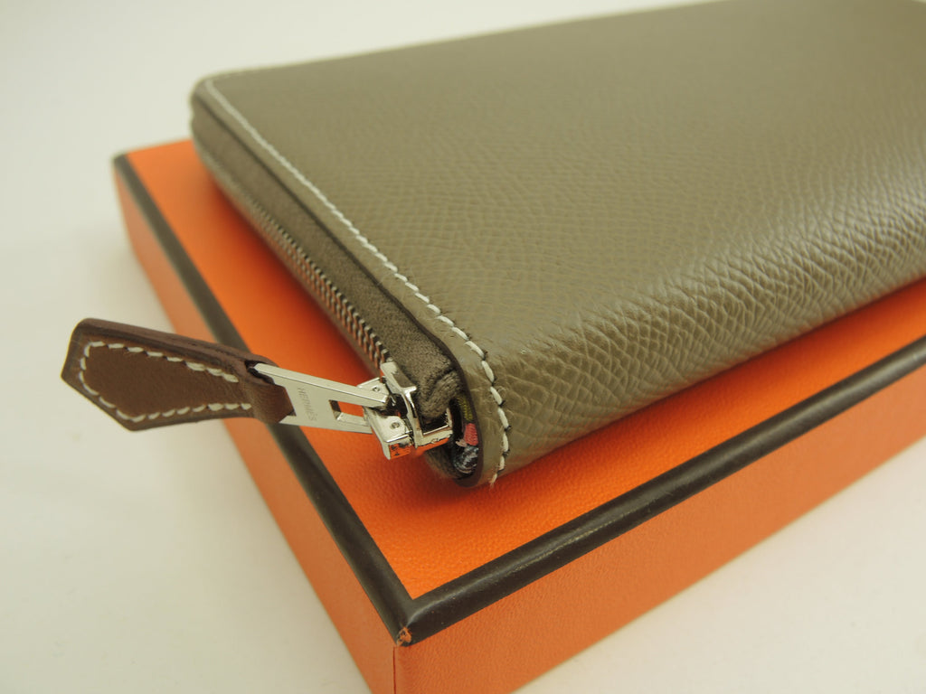 Hermès Azap Long Silk'in Epsom Étoupe Portafoglio Nuovo@D 18