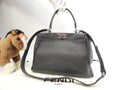 Fendi Peekaboo Regular in pelle Selleria grigia, borsa a mano con tracolla, condizioni eccellenti@ 17