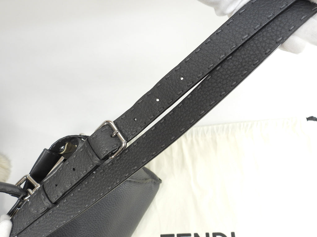 Fendi Peekaboo Regular in pelle Selleria grigia, borsa a mano con tracolla, condizioni eccellenti@ 17