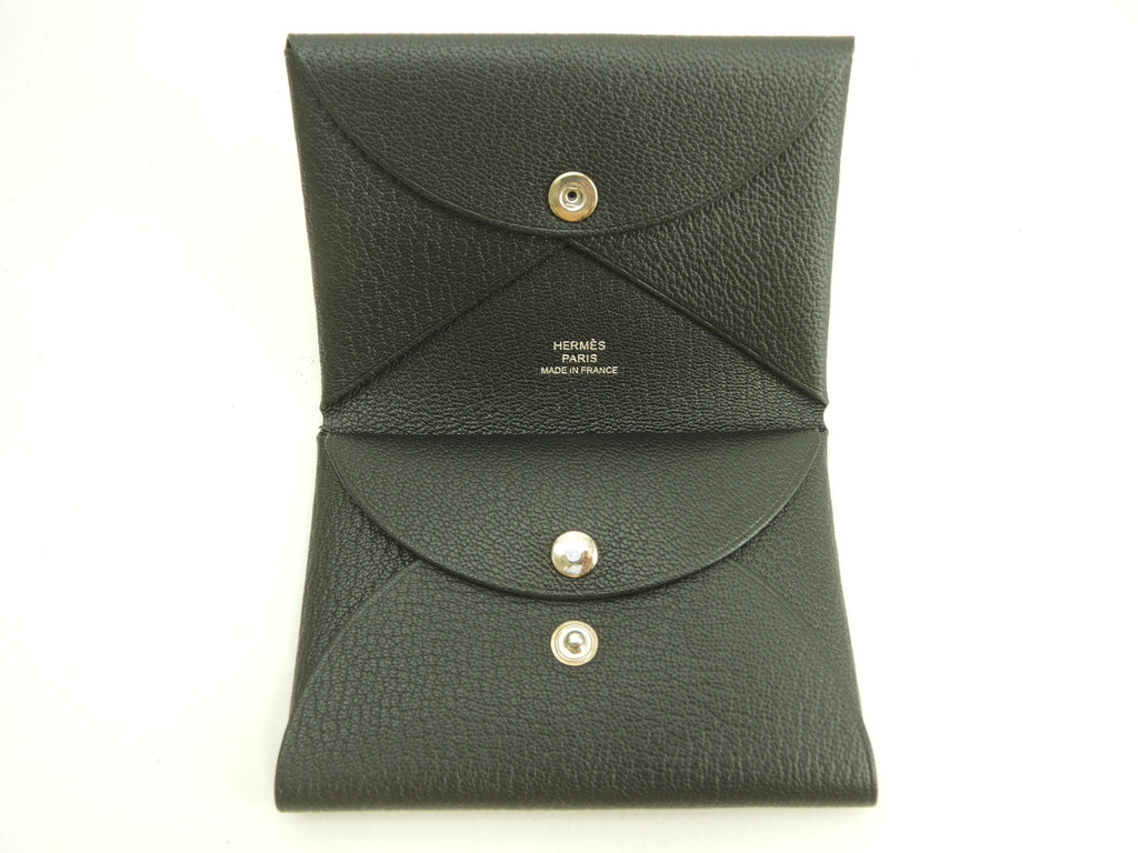 エルメス カルヴィデュオ シェーブルレザー 黒 コンパクトウォレット ミニサイフ 新品@U