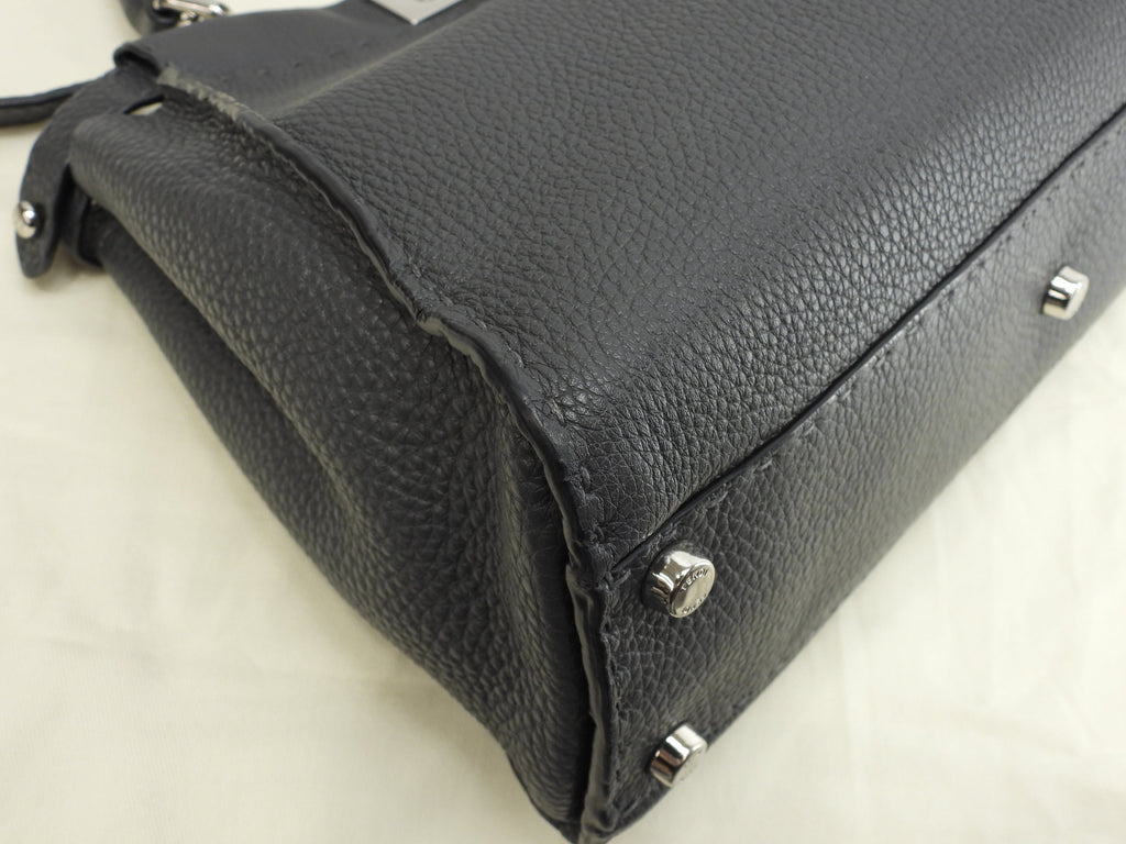 Fendi Peekaboo Regular in pelle Selleria grigia, borsa a mano con tracolla, condizioni eccellenti@ 17