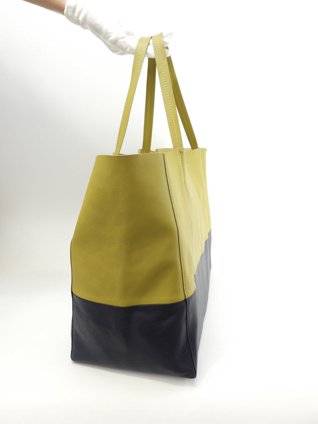 Celine Cabas Horizontal in pelle senape blu borsa a tracolla tote @W-GA-0174