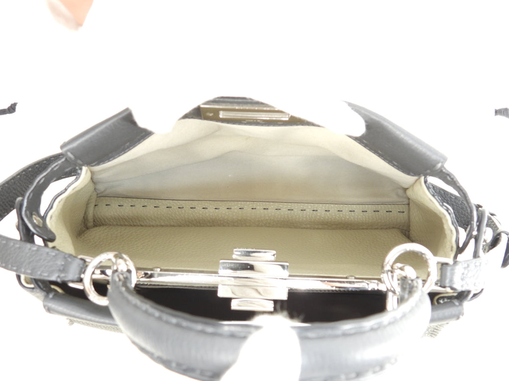 Fendi Peekaboo Regular in pelle Selleria grigia, borsa a mano con tracolla, condizioni eccellenti@ 17
