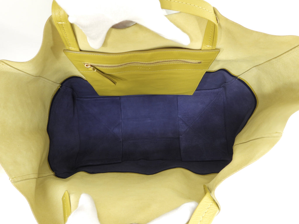 Celine Cabas Horizontal in pelle senape blu borsa a tracolla tote @W-GA-0174