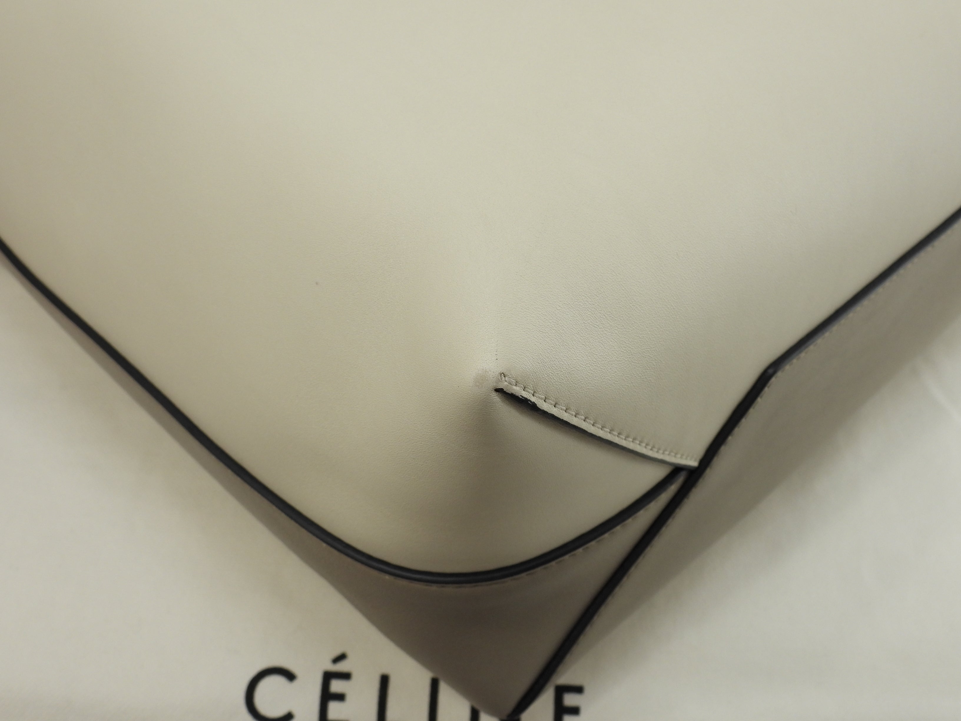 Celine Twisted Cabas in pelle grigio-bianca Borsa a spalla Hobo @U-CU-1116