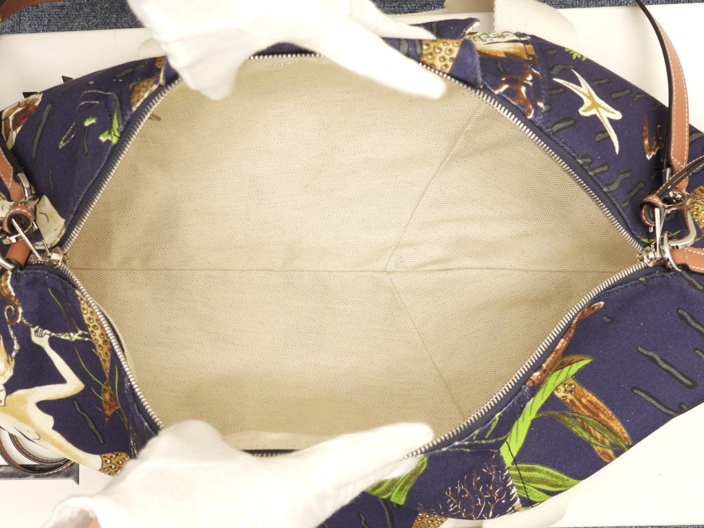 Loewe Shark Bag Paula's Ibiza cotone pelle blu borsa a tracolla con tracolla edizione limitata nuova di zecca @ 1