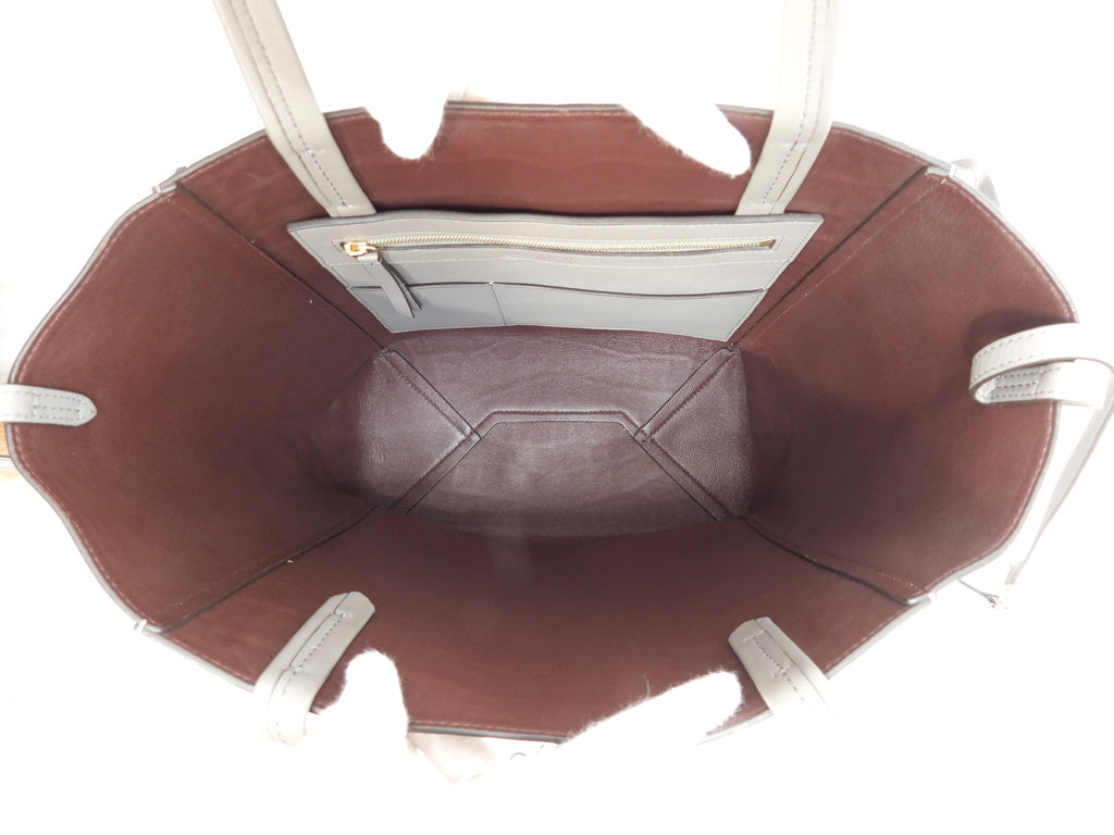 Celine Cabas Phantom Small borsa tote a tracolla in pelle goffrata coccodrillo grigia @F-PA-0162