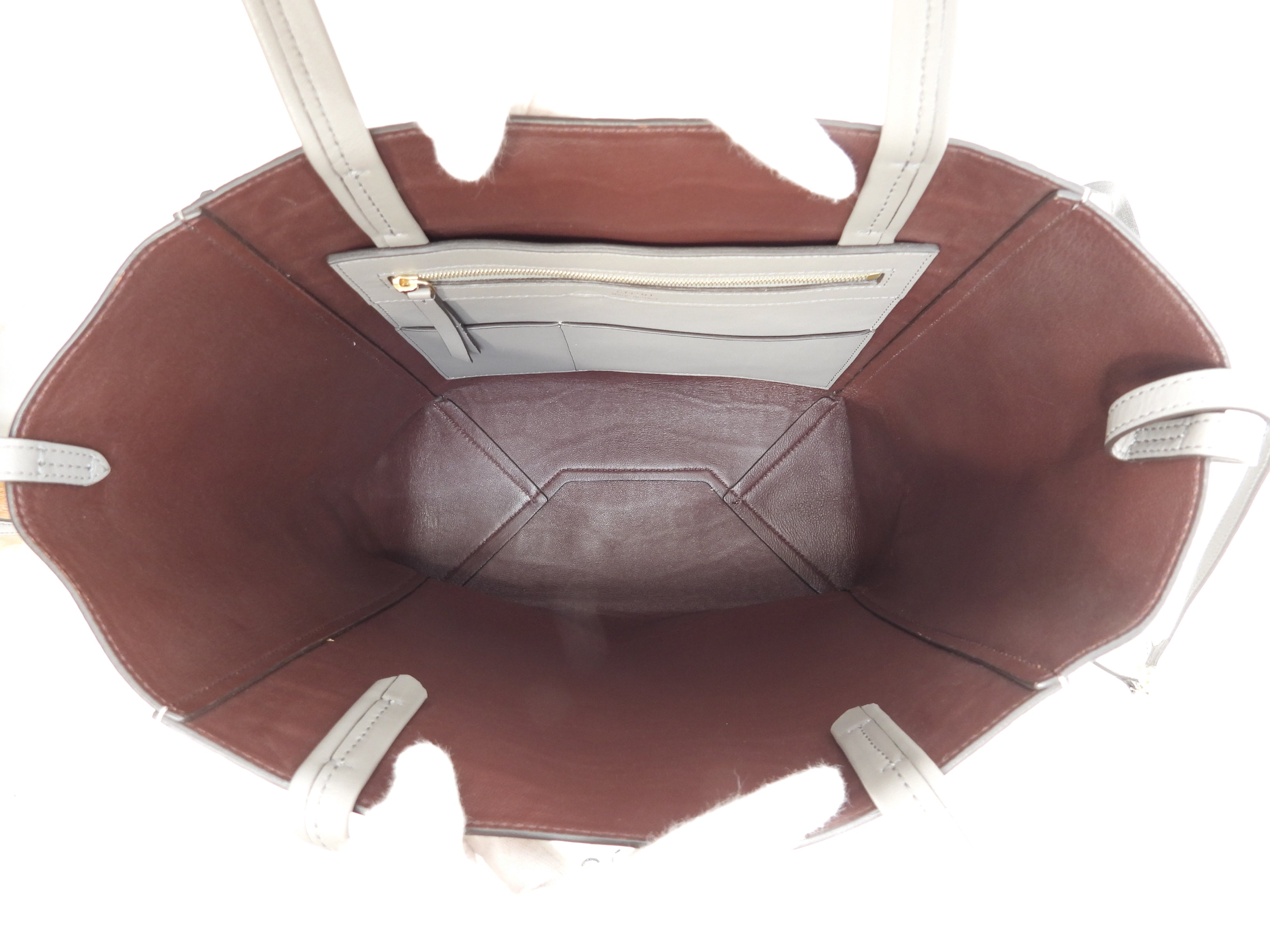 Celine Cabas Phantom Small borsa tote a tracolla in pelle goffrata coccodrillo grigia @F-PA-0162