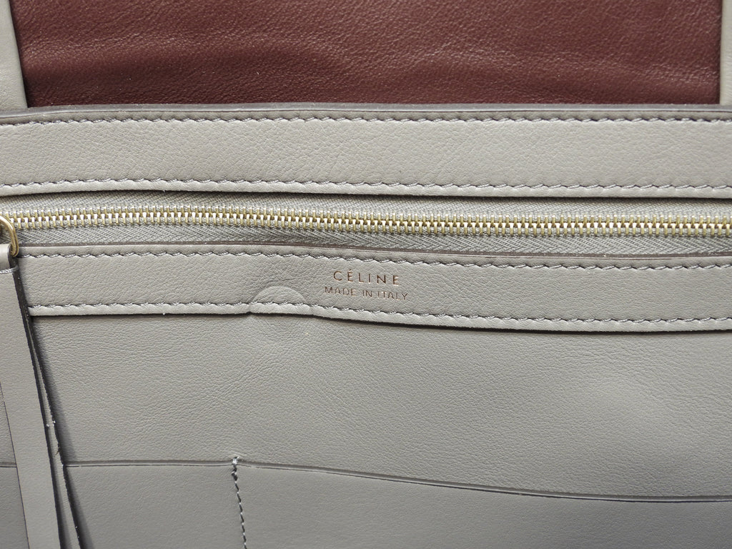 Celine Cabas Phantom Small borsa tote a tracolla in pelle goffrata coccodrillo grigia @F-PA-0162