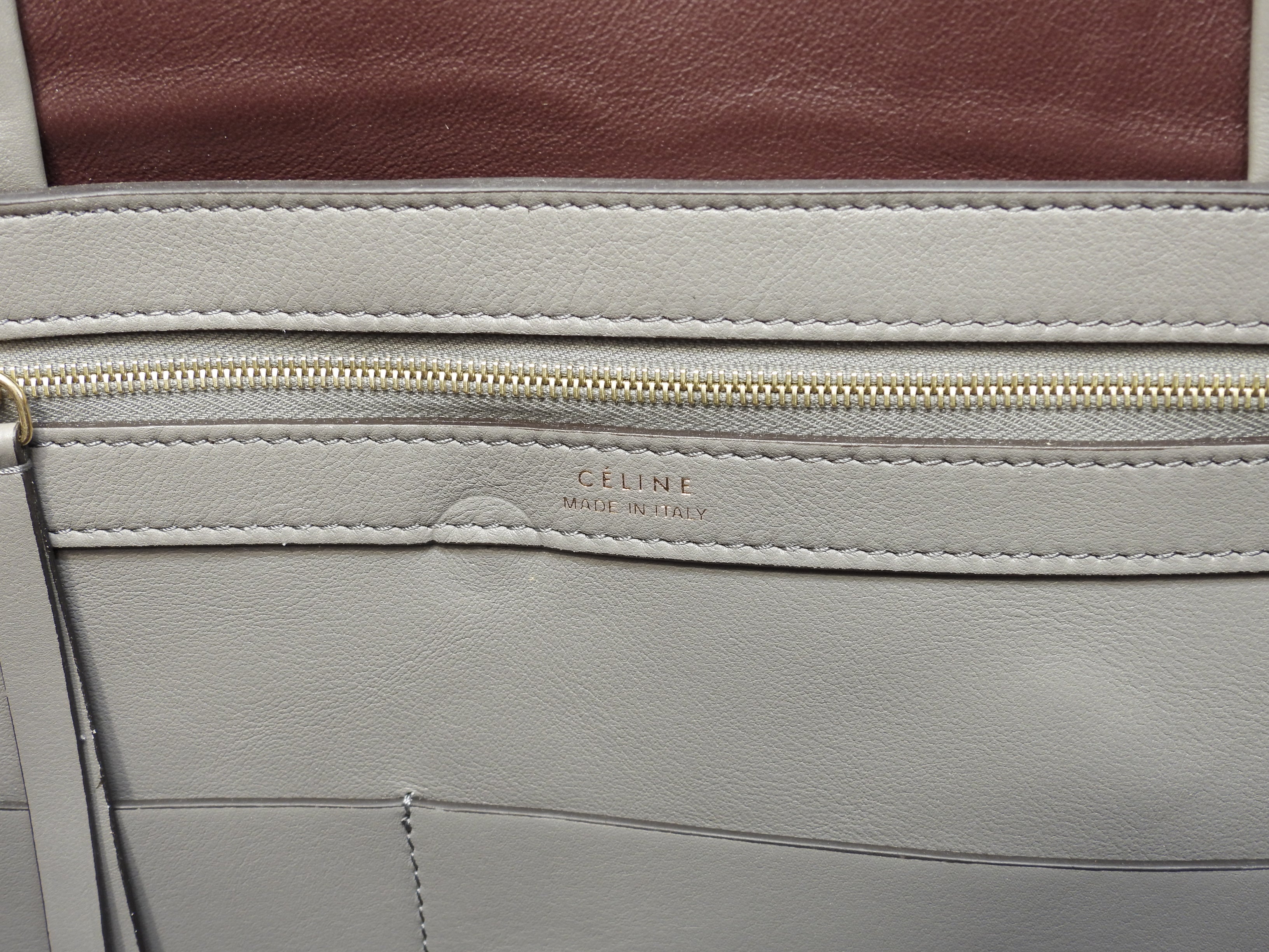 Celine Cabas Phantom Small borsa tote a tracolla in pelle goffrata coccodrillo grigia @F-PA-0162