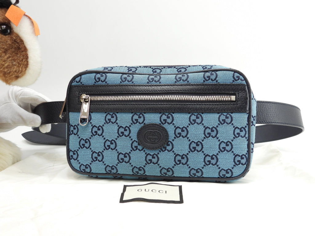 Gucci marsupio GG Supreme denim blu/navy pelle borsa a tracolla marsupio eccellente @ 4