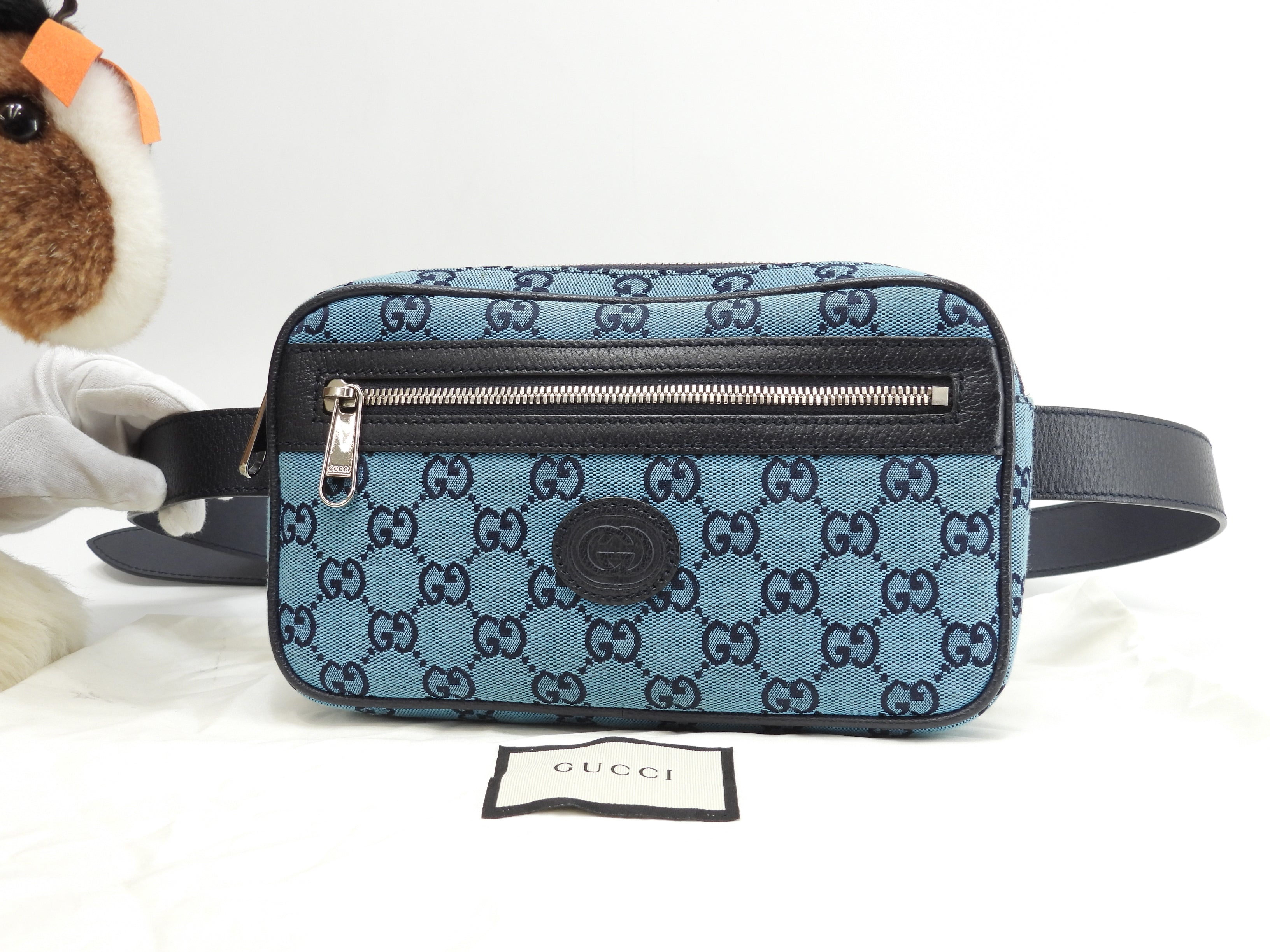 Gucci marsupio GG Supreme denim blu/navy pelle borsa a tracolla marsupio eccellente @ 4