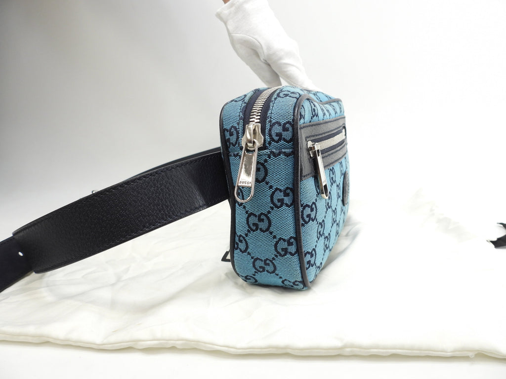 Gucci marsupio GG Supreme denim blu/navy pelle borsa a tracolla marsupio eccellente @ 4