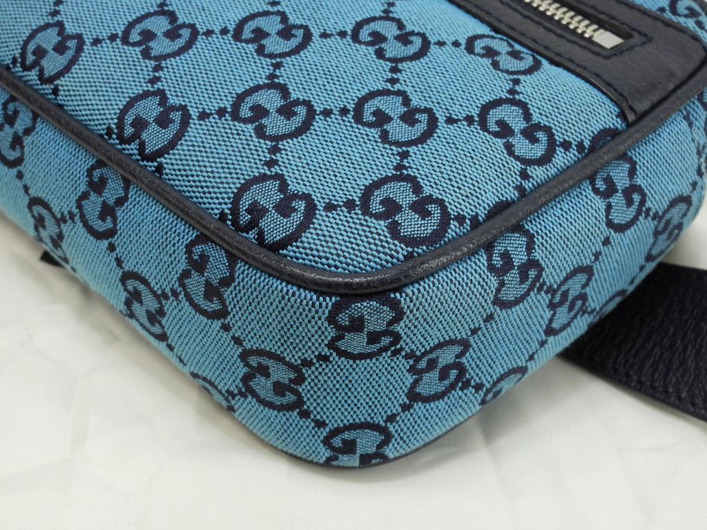 Gucci marsupio GG Supreme denim blu/navy pelle borsa a tracolla marsupio eccellente @ 4