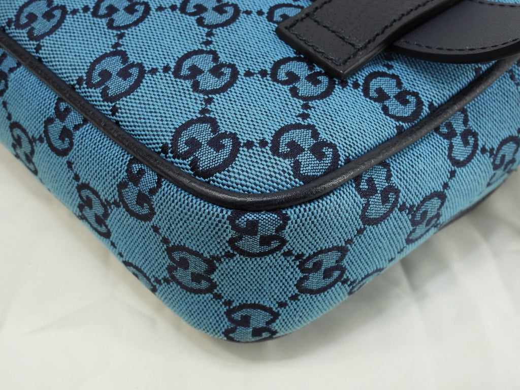 Gucci marsupio GG Supreme denim blu/navy pelle borsa a tracolla marsupio eccellente @ 4