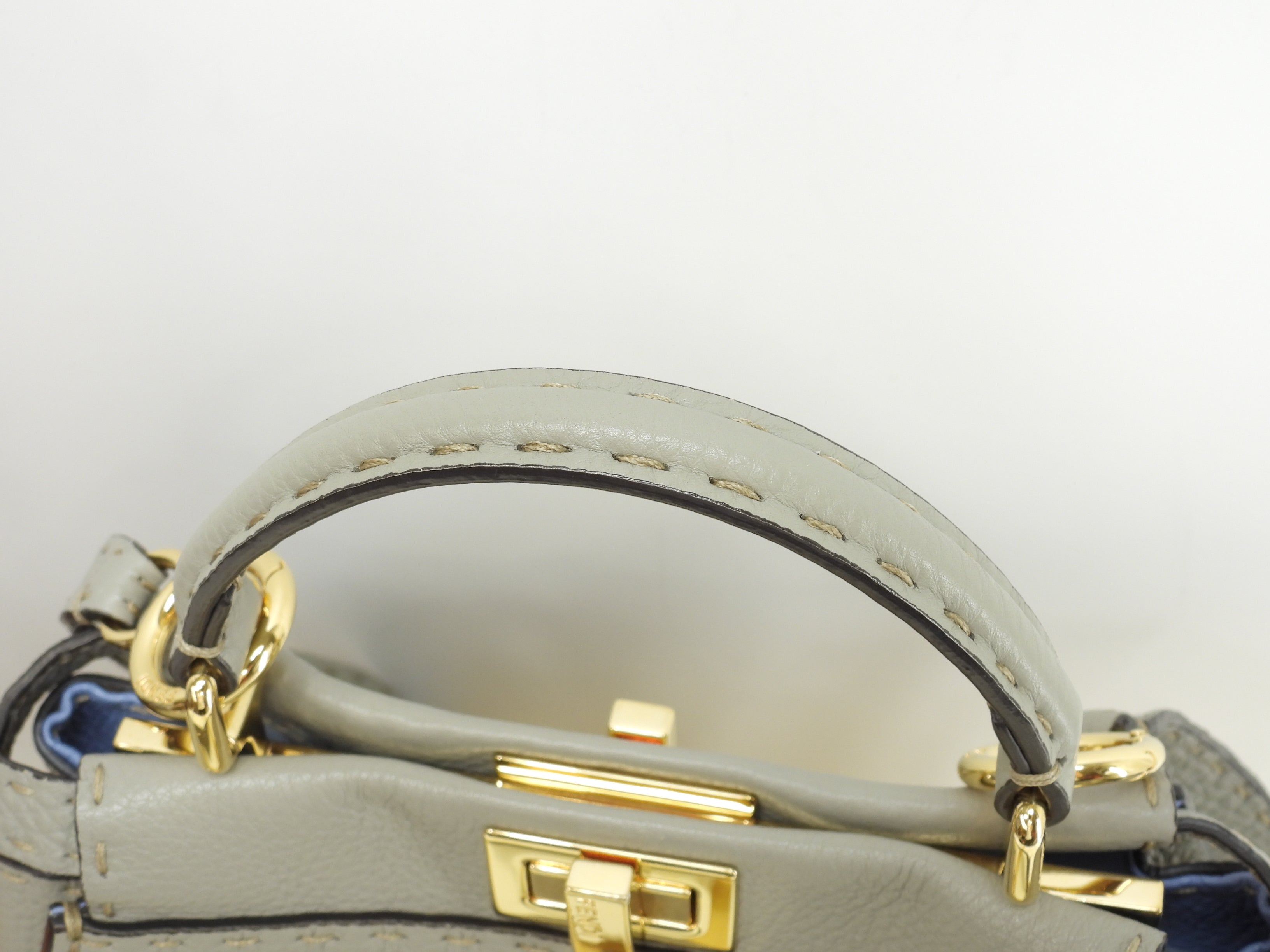 Fendi Peekaboo Mini Ginza Limited Selleria Leather Grigio Borsa a Mano Pochette Condizioni Eccellenti @ 6