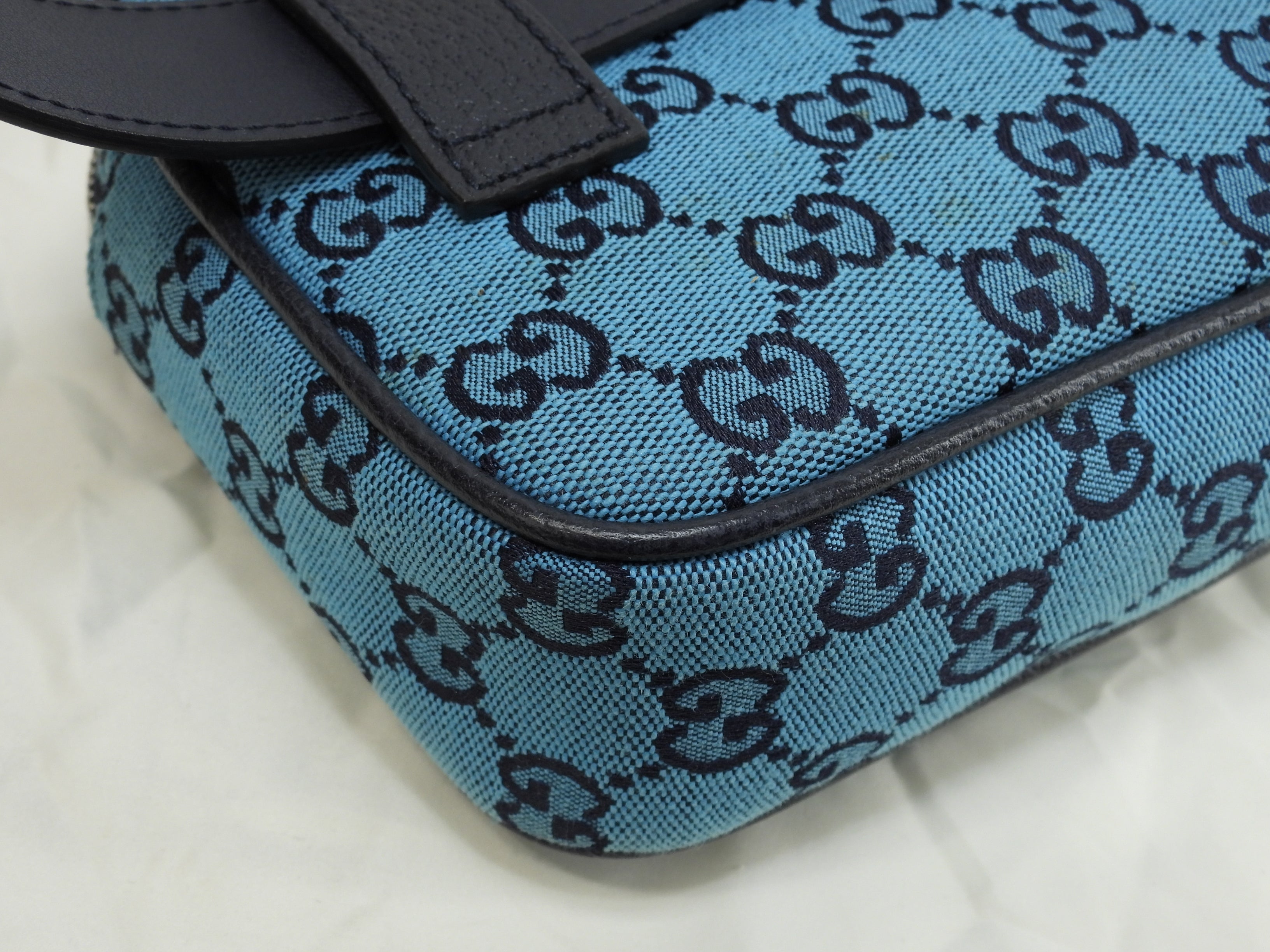 Gucci marsupio GG Supreme denim blu/navy pelle borsa a tracolla marsupio eccellente @ 4