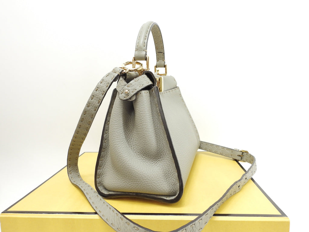 Fendi Peekaboo Mini Ginza Limited Selleria Leather Grigio Borsa a Mano Pochette Condizioni Eccellenti @ 6