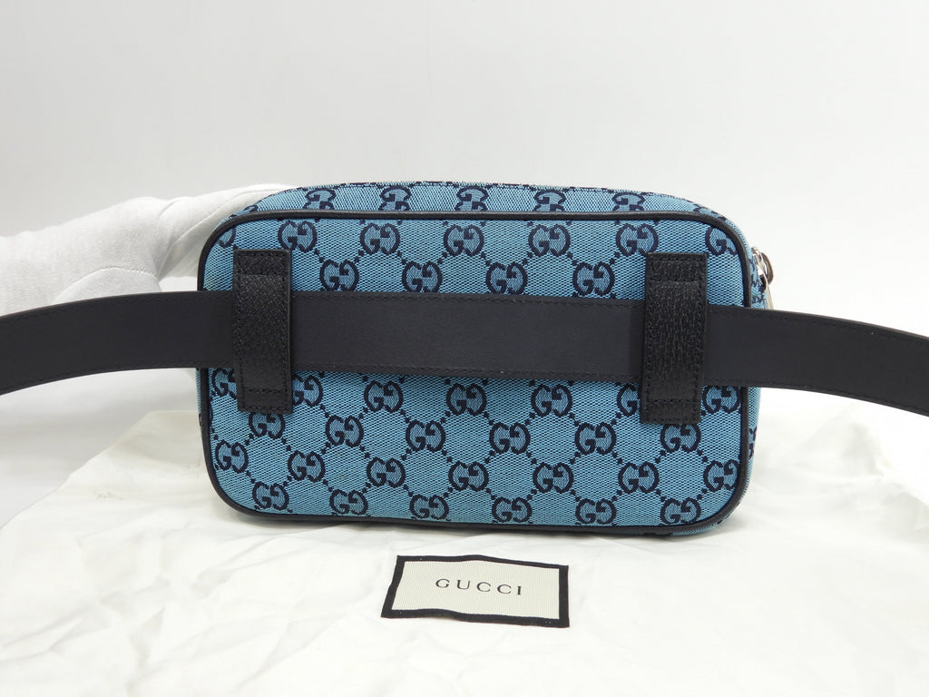 Gucci marsupio GG Supreme denim blu/navy pelle borsa a tracolla marsupio eccellente @ 4