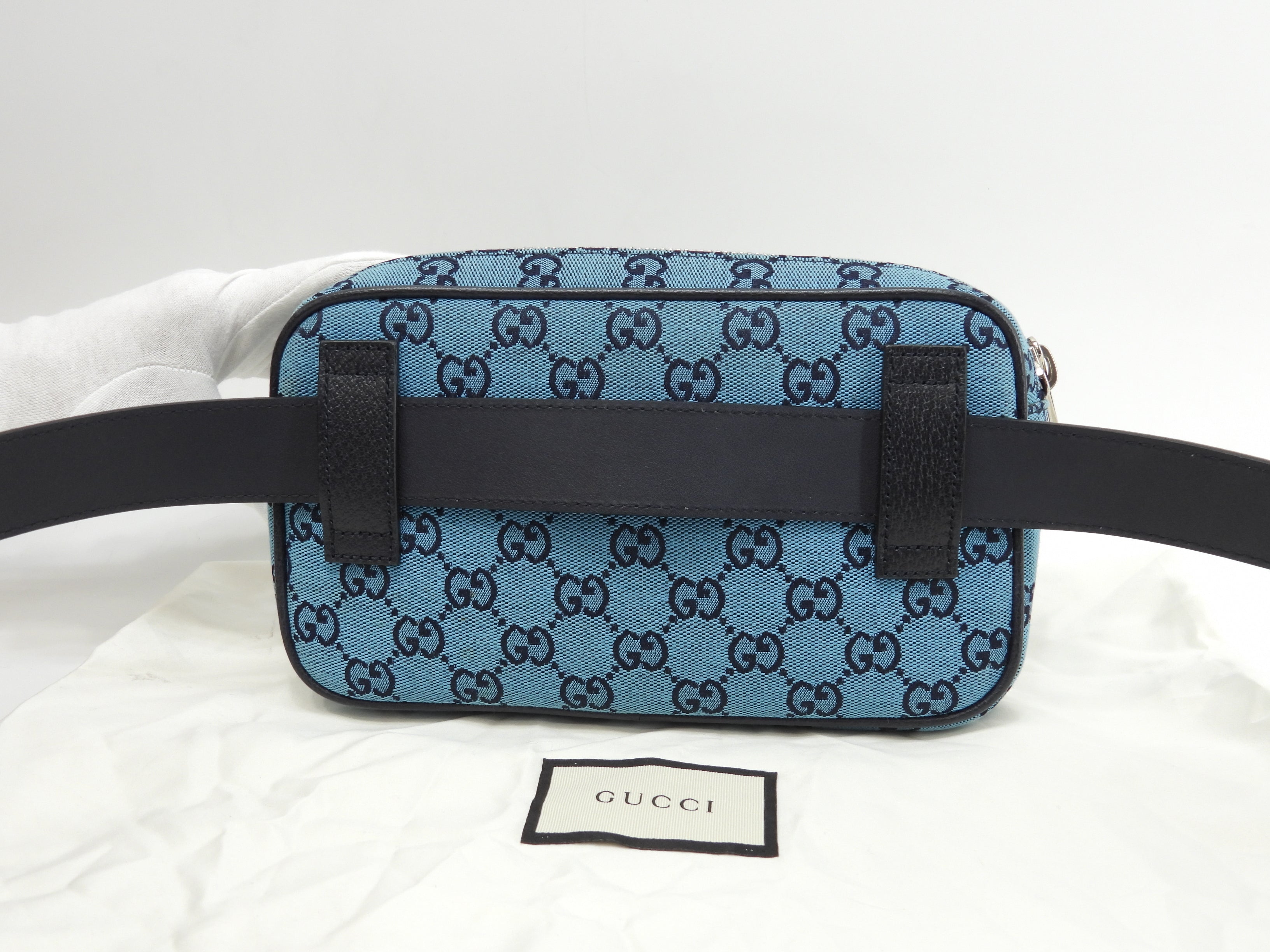 Gucci marsupio GG Supreme denim blu/navy pelle borsa a tracolla marsupio eccellente @ 4