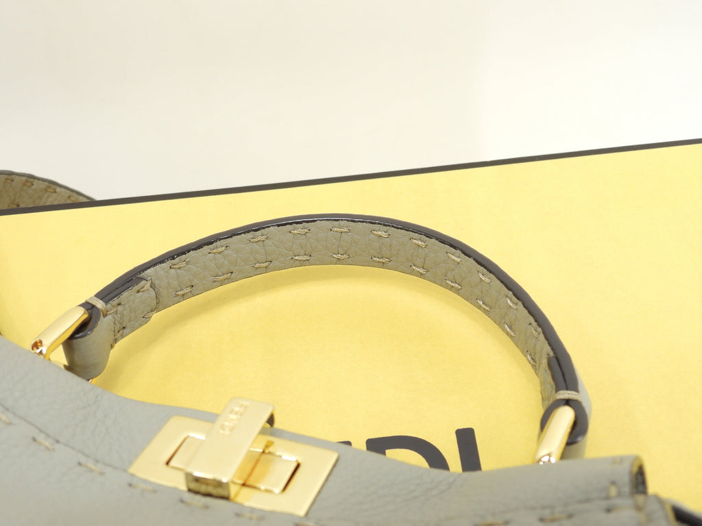 Fendi Peekaboo Mini Ginza Limited Selleria Leather Grigio Borsa a Mano Pochette Condizioni Eccellenti @ 6