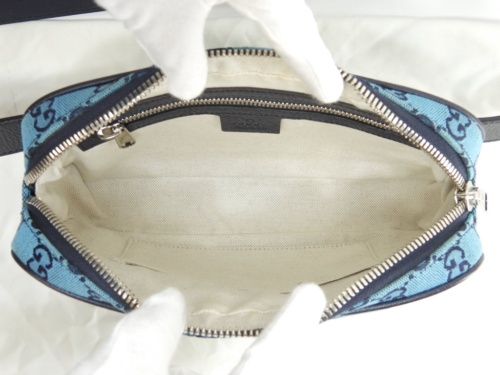 Gucci marsupio GG Supreme denim blu/navy pelle borsa a tracolla marsupio eccellente @ 4