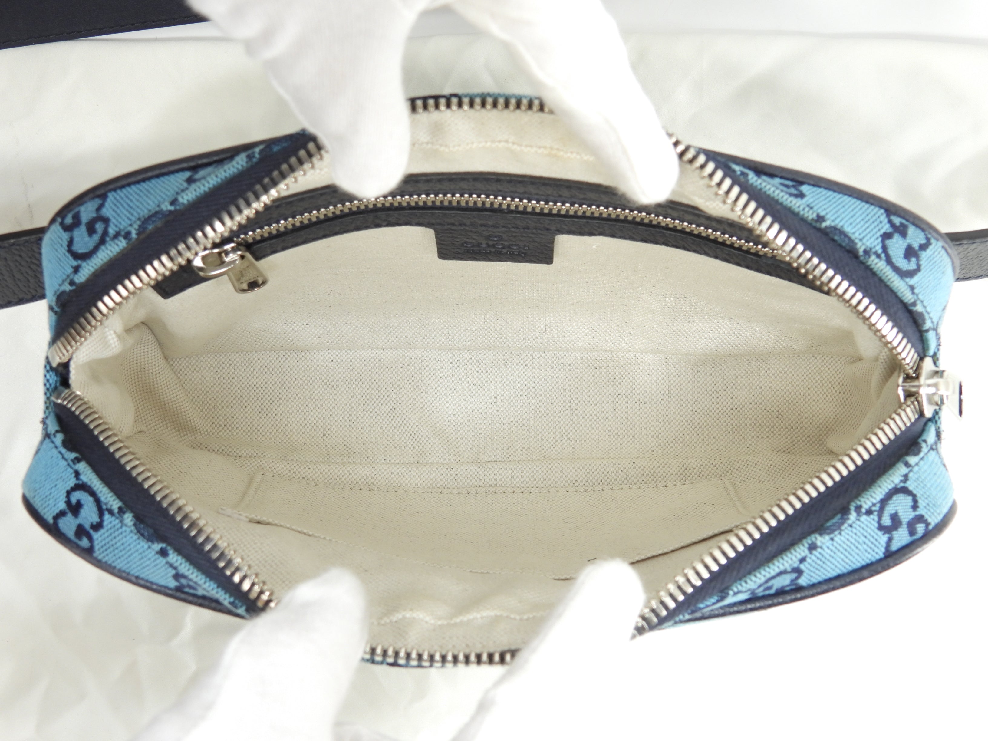 Gucci marsupio GG Supreme denim blu/navy pelle borsa a tracolla marsupio eccellente @ 4