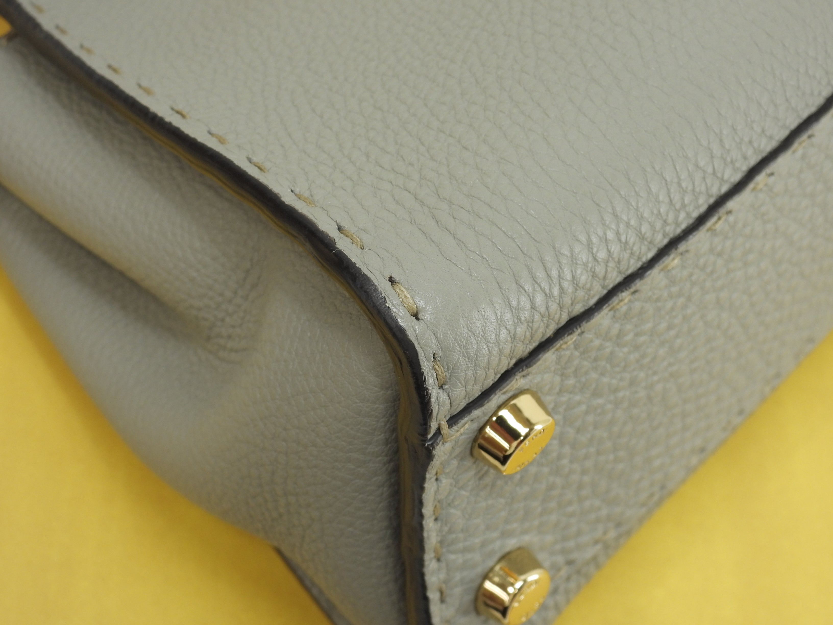 Fendi Peekaboo Mini Ginza Limited Selleria Leather Grigio Borsa a Mano Pochette Condizioni Eccellenti @ 6