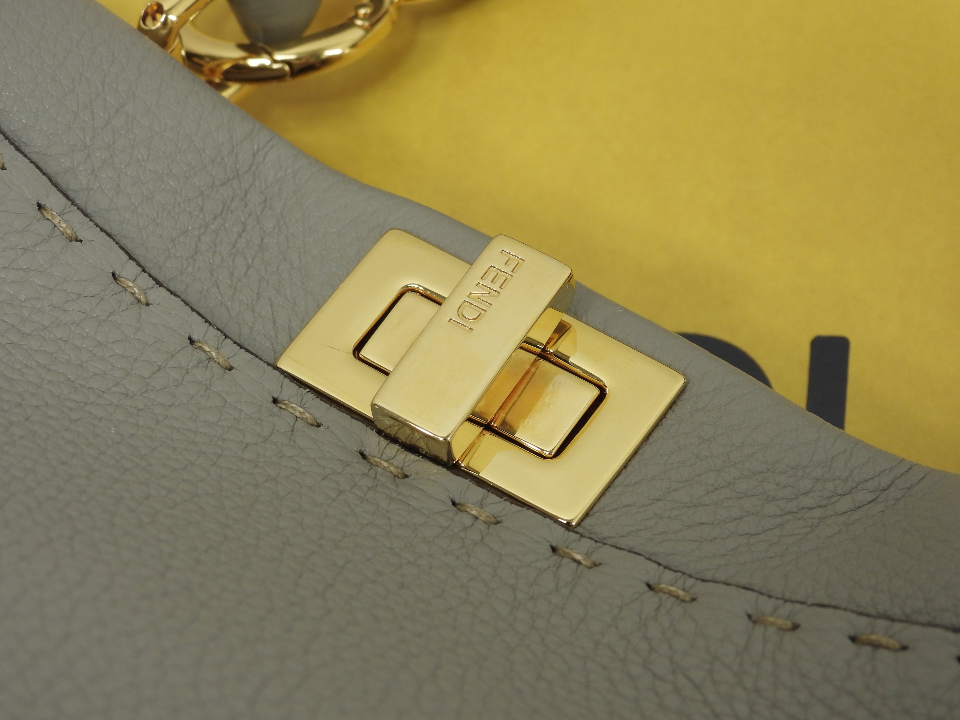 Fendi Peekaboo Mini Ginza Limited Selleria Leather Grigio Borsa a Mano Pochette Condizioni Eccellenti @ 6