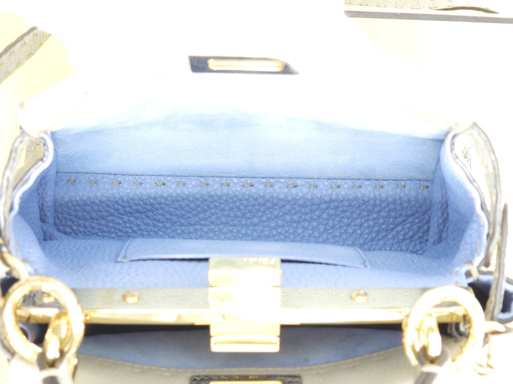 Fendi Peekaboo Mini Ginza Limited Selleria Leather Grigio Borsa a Mano Pochette Condizioni Eccellenti @ 6