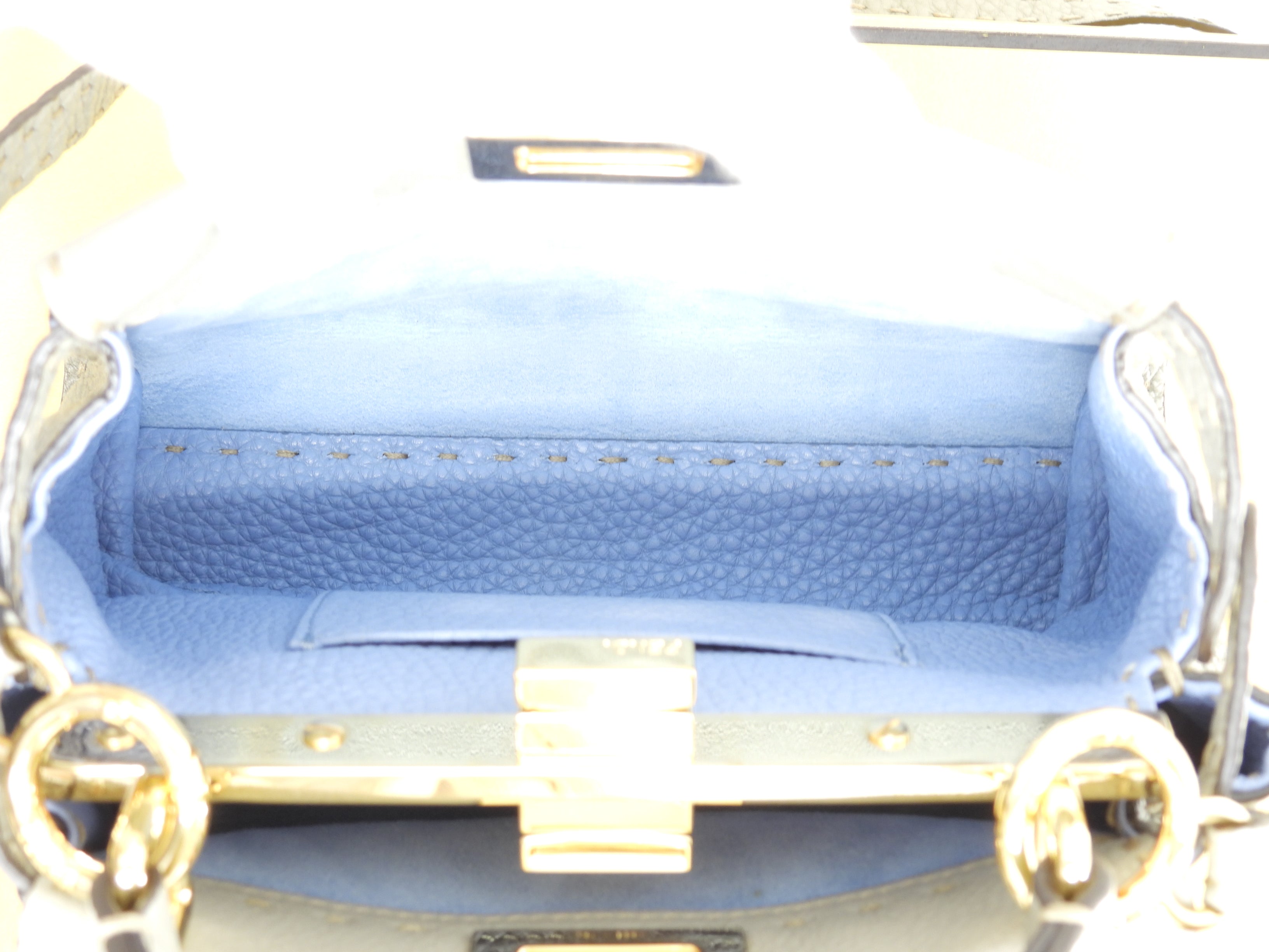 Fendi Peekaboo Mini Ginza Limited Selleria Leather Grigio Borsa a Mano Pochette Condizioni Eccellenti @ 6