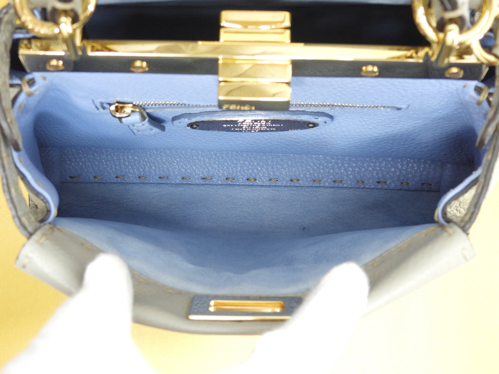 Fendi Peekaboo Mini Ginza Limited Selleria Leather Grigio Borsa a Mano Pochette Condizioni Eccellenti @ 6