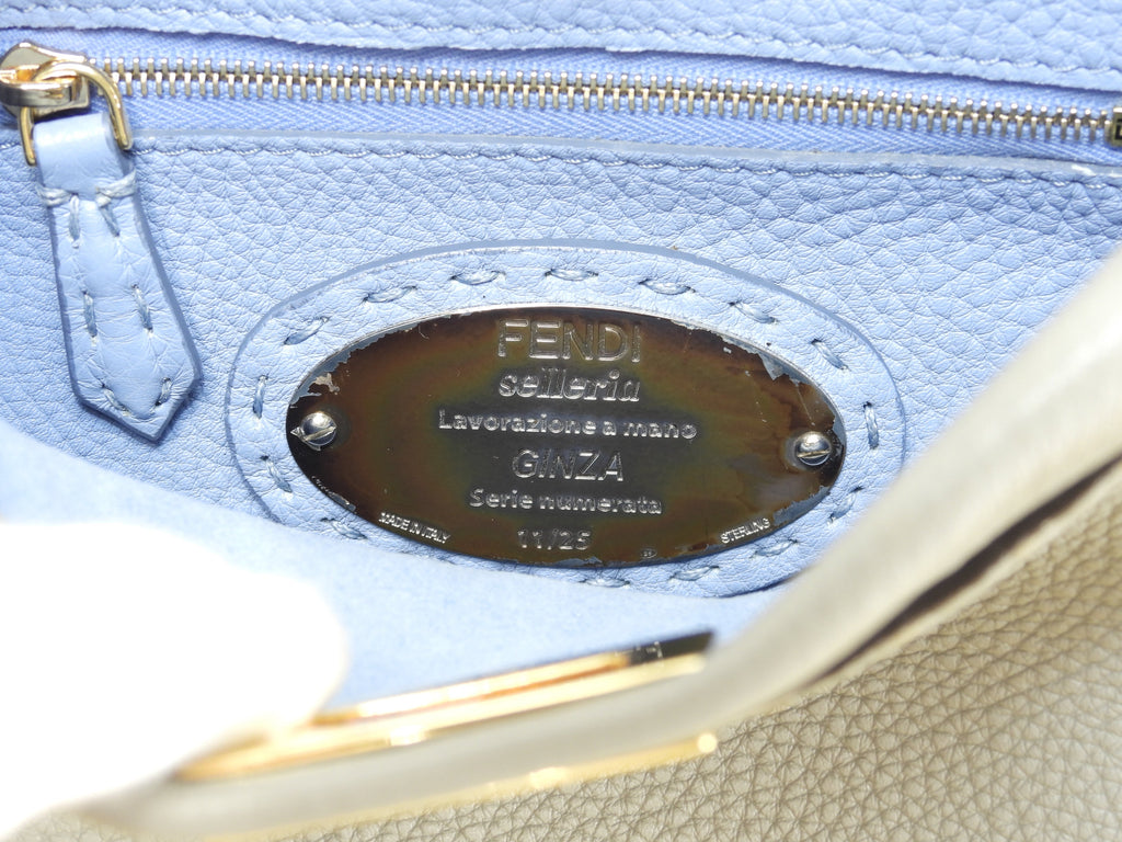 Fendi Peekaboo Mini Ginza Limited Selleria Leather Grigio Borsa a Mano Pochette Condizioni Eccellenti @ 6