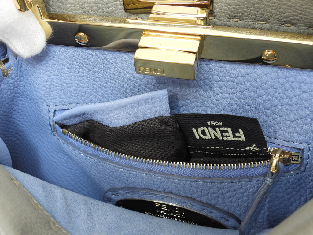 Fendi Peekaboo Mini Ginza Limited Selleria Leather Grigio Borsa a Mano Pochette Condizioni Eccellenti @ 6
