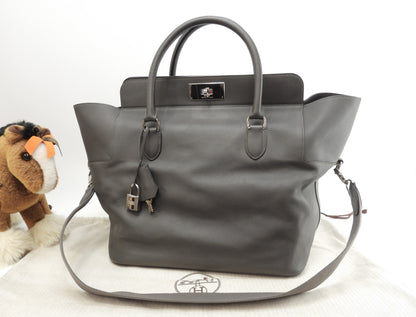 Hermès Toolbox 33 Pelle Swift Graphite Borsa Tote da uomo con tracolla @T