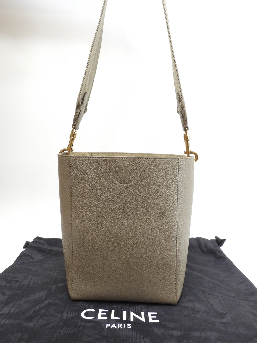 Celine Sangle Bucket Small in pelle color talpa Borsa a spalla@W-AN-2201