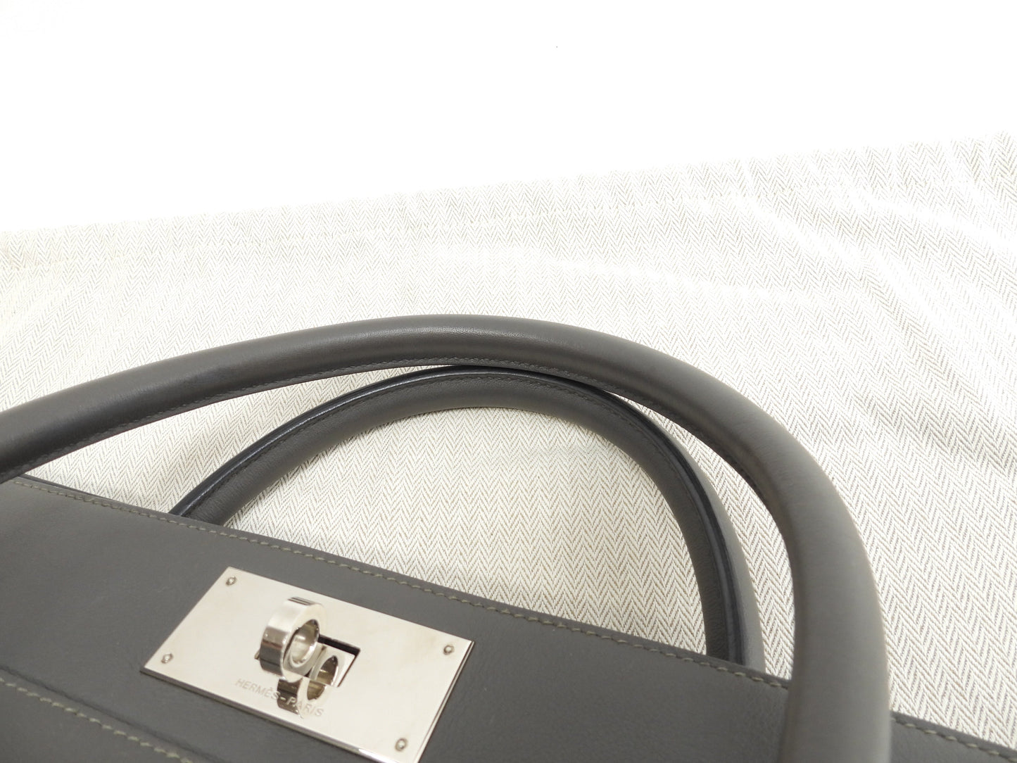 Hermès Toolbox 33 Pelle Swift Graphite Borsa Tote da uomo con tracolla @T