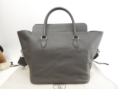 Hermès Toolbox 33 Pelle Swift Graphite Borsa Tote da uomo con tracolla @T