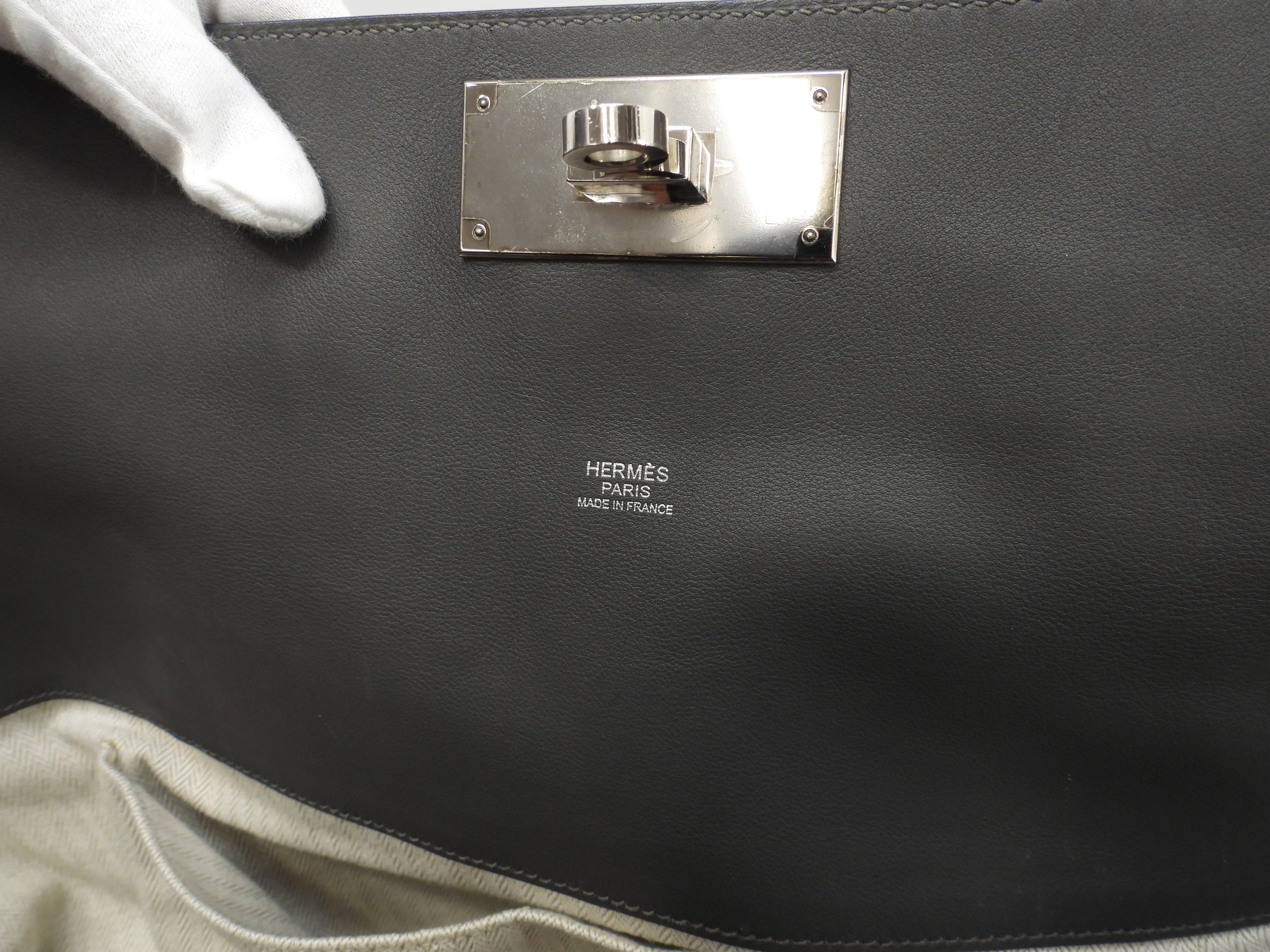 Hermès Toolbox 33 Pelle Swift Graphite Borsa Tote da uomo con tracolla @T