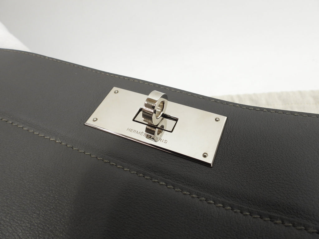 Hermès Toolbox 33 Pelle Swift Graphite Borsa Tote da uomo con tracolla @T