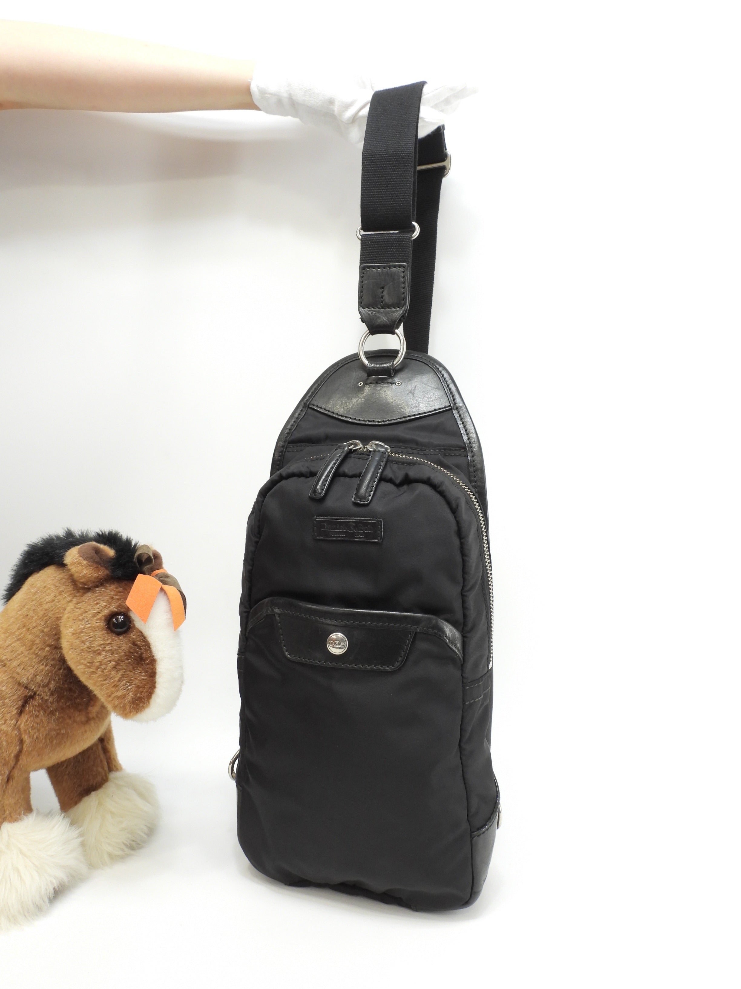 Daniel & Bob borsa a tracolla in nylon e pelle nera, marsupio, borsa a tracolla @ 2