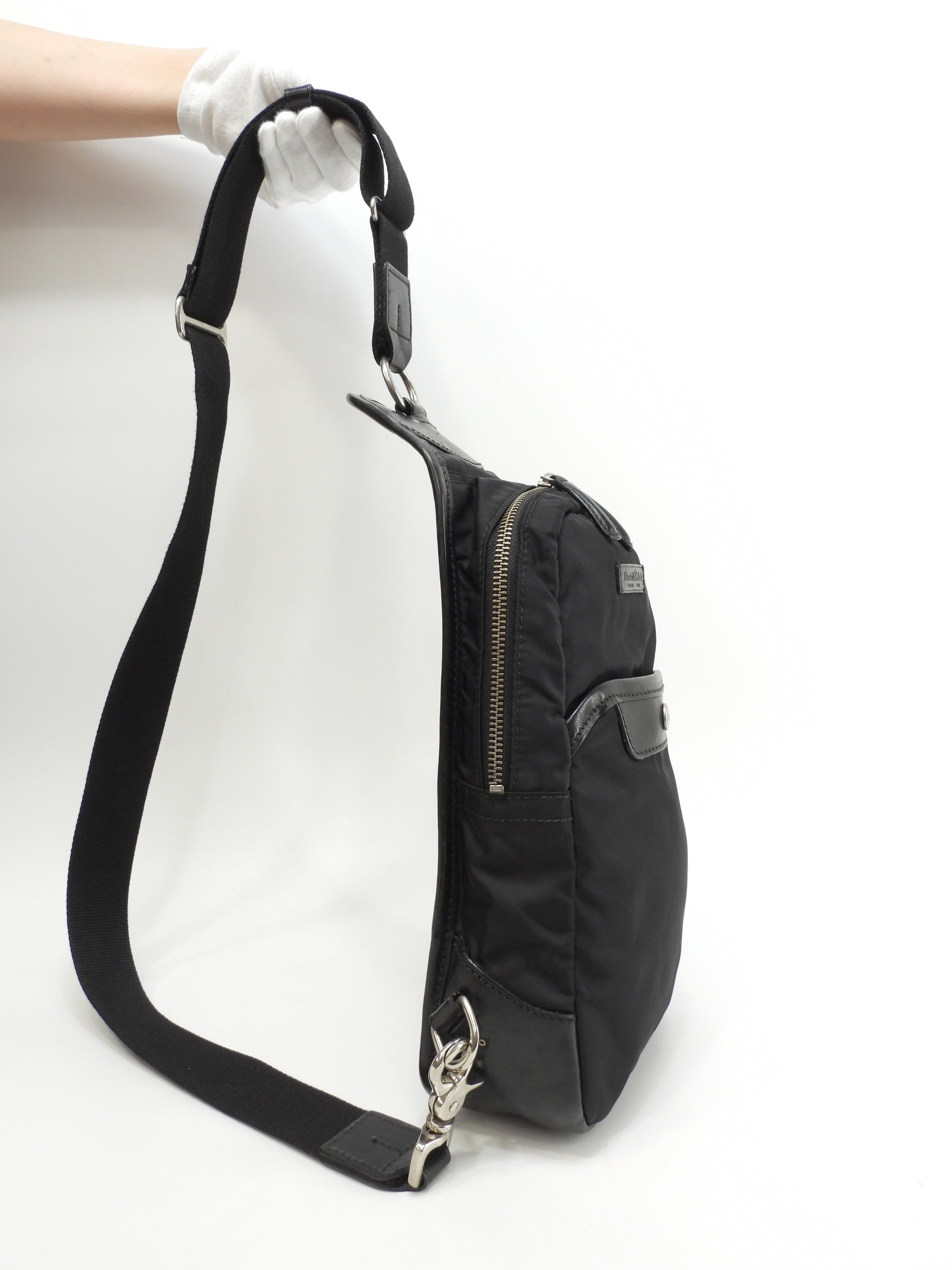 Daniel & Bob borsa a tracolla in nylon e pelle nera, marsupio, borsa a tracolla @ 2