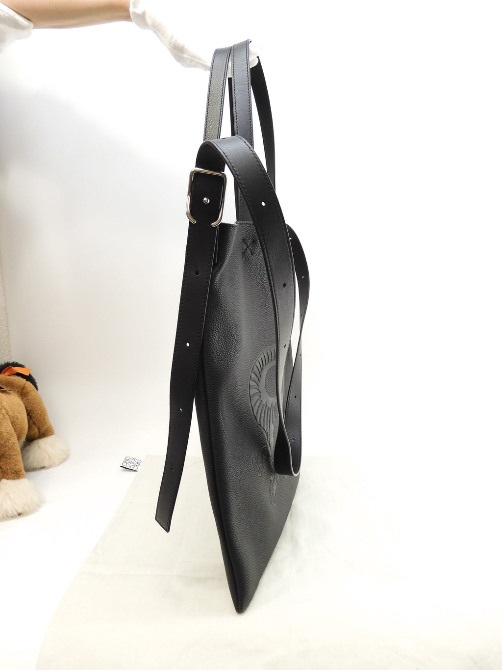 Loewe Borsa Tote Dragon in pelle nera Borsa a tracolla da uomo Come nuova@261941