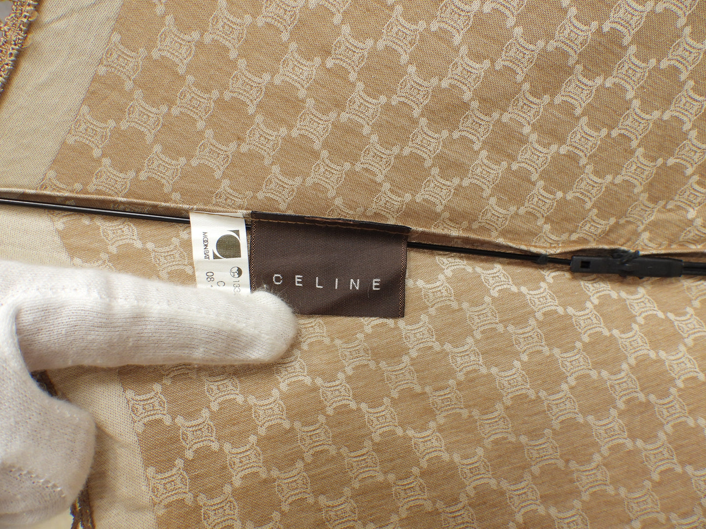 Celine Ombrello Pieghevole Parasole Triomphe Marrone Chiaro Vintage @ 8
