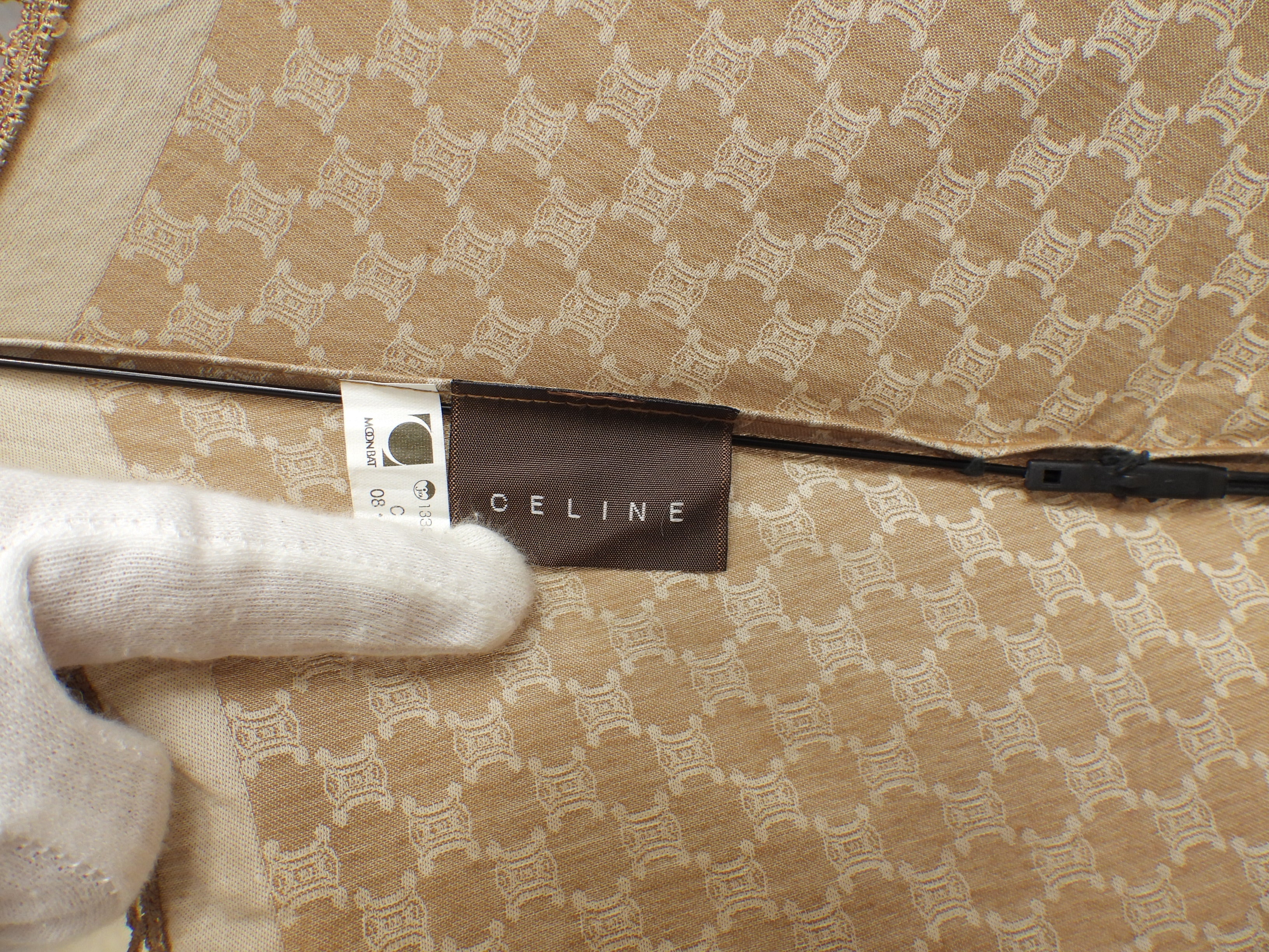 Celine Ombrello Pieghevole Parasole Triomphe Marrone Chiaro Vintage @ 8